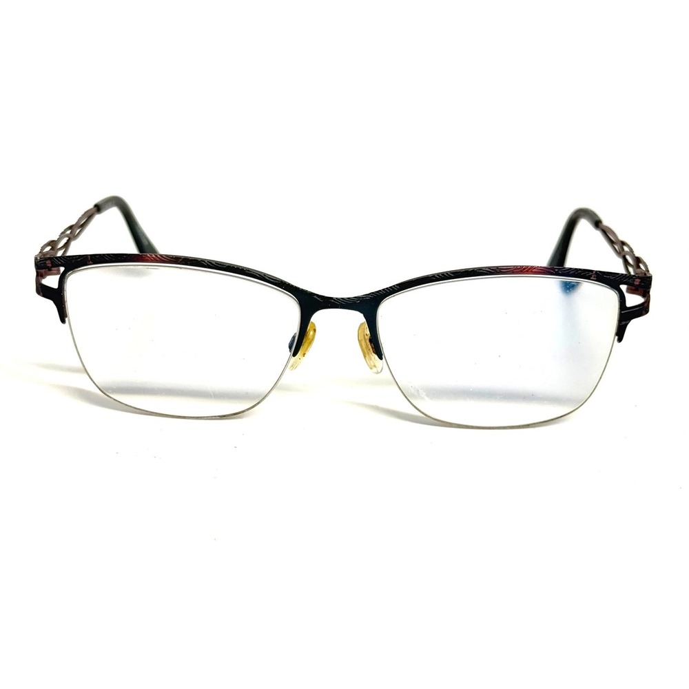 FYSH 3710 M216 Eyeglass Frames Burgundy Cat Eye Semi-Rimless 55-17-140